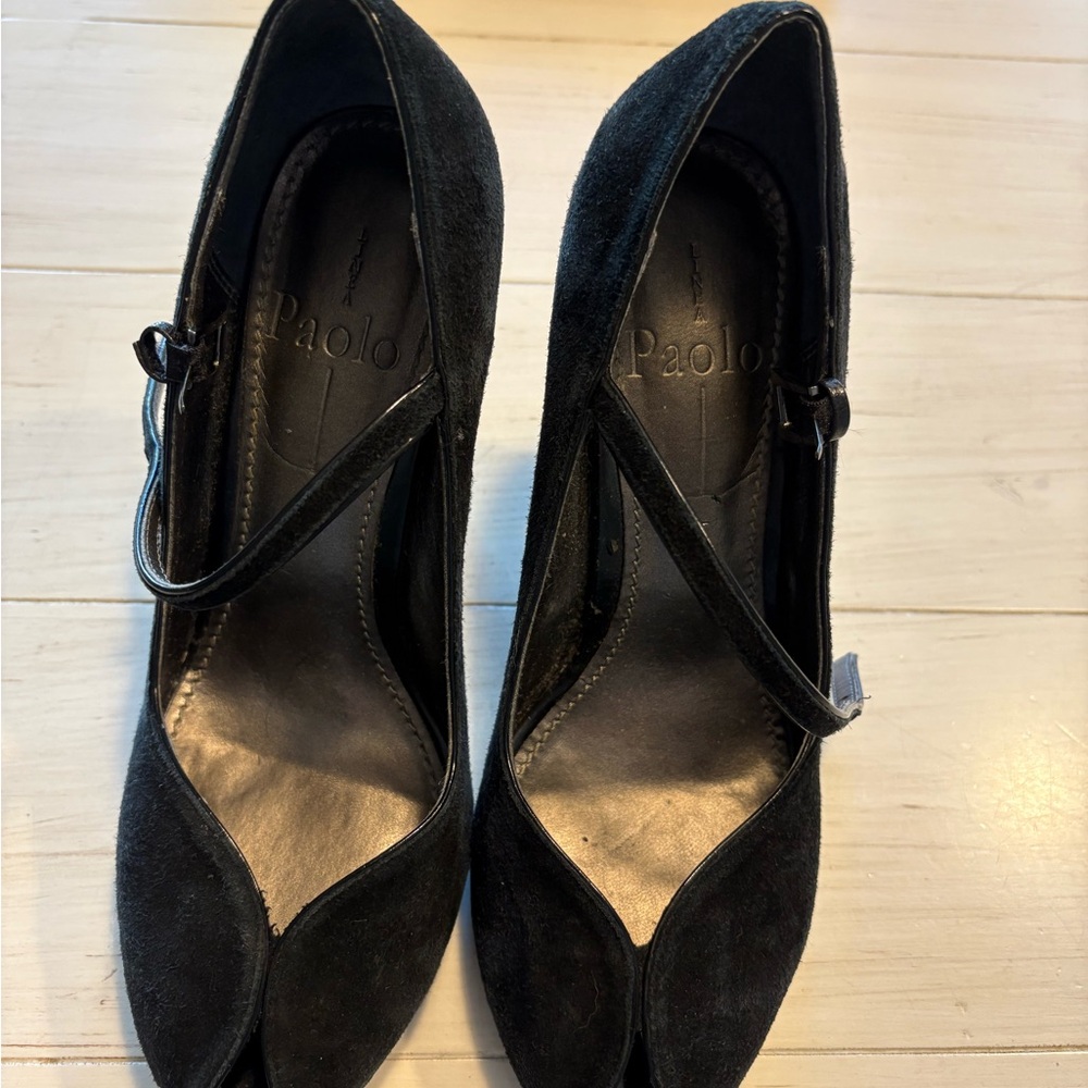 Paolo Black Suede Heels